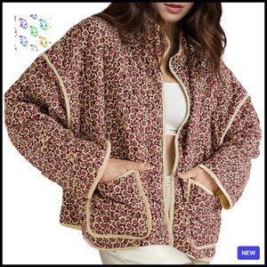 Cropped Quilted Jacket Lightweight Puffer Open Front Cardigan Boho Chic